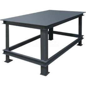 Stationary Machine Table with Shelf, Steel Square Edge, 48"W x 36"D x 34"H, Gray view 2