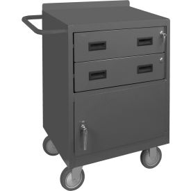 Durham Mfg Co. 2201-95 Durham Mfg. Mobile Service Bench, 2 Drawers, 1 Compartment, 24"W x 18"D x 36-1/2"H, Gray image.