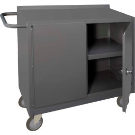 Durham Mfg Co. 2210-95 Durham Mfg. Mobile Bench Cabinet, 2 Locking Doors, 1 Shelf, 42-1/8"W x 18-1/4"D, Gray image.