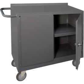 Durham Mfg Co. 2220-95 Durham Mfg. Mobile Bench Cabinet, 2 Locking Doors, 1 Shelf, 54-1/16"W x 18-1/4"D, Gray image.