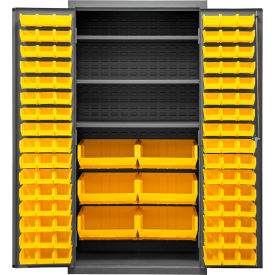 Durham Mfg.® Bin Storage Cabinet 102 Yellow Bins All-Welded 36"W x 24"D x 72"H 