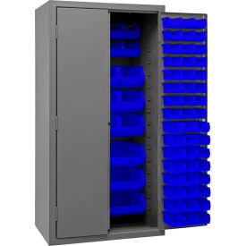 Durham Mfg.® Bin Storage Cabinet 126 Blue Bins All-Welded 36"W x 24"D x 72"H 