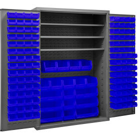 Durham Mfg.® Bin Storage Cabinet 138 Blue Bins All-Welded 48"W x 24"D x 72"H 