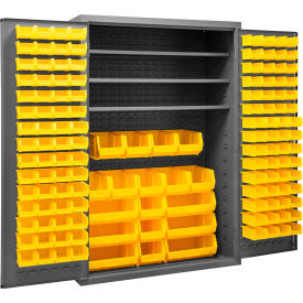Durham Mfg.® Bin Storage Cabinet 138 Yellow Bins All-Welded 48"W x 24"D x 72"H 
