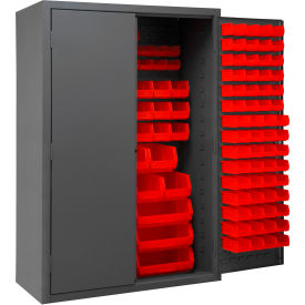 Durham Mfg.® Bin Storage Cabinet 186 Red Bins All-Welded 48"W x 24"D x 72"H 