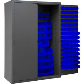 Durham Mfg.® Bin Storage Cabinet 186 Blue Bins All-Welded 48"W x 24"D x 72"H 