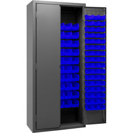 Durham Mfg.® Bin Storage Cabinet 156 Blue Bins All-Welded 36"W x 18"D x 84"H 