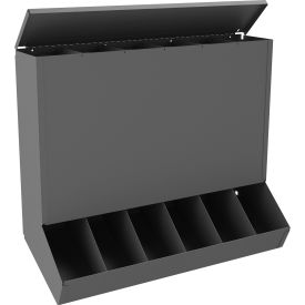 Durham Mfg Co. 289-95 Durham Gravity Feed Dispenser With Lid, 6 Compartments, 20-3/4"W x 7-1/2"D x 4-1/4"H - Gray image.