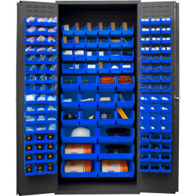 Durham Mfg Co. 3500-138B-5295 Durham Storage Bin Cabinet 3500-138B-5295 - 138 Blue Hook-On Bins 36"W x 24"D x 84"H image.