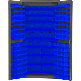 Durham Mfg Co. 3501-BDLP-132-5295 Durham Storage Bin Cabinet 3501-BDLP-132-5295 - 132 Blue Hook-On Bins 36"W x 24"D x 72"H image.