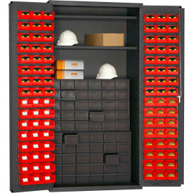 Durham Mfg Co. 3501-DLP-60DR11-96-2S1795 Durham Small Parts Storage Cabinet 3501-DLP-60DR11-96-2S1795 - 60 Drawers, 96 Red Bins, 2 Shelves image.