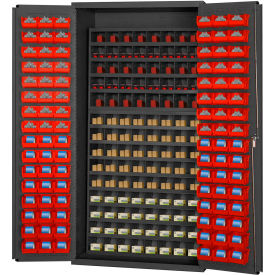 Durham Mfg Co. 3501-DLP-72/40B-96-1795 Durham Small Parts Storage Cabinet 3501-DLP-72/40B-96-1795 - w/112 Steel Compartments, 96 Red Bins image.