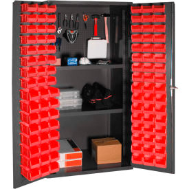 Durham Mfg Co. 3501-DLP-PB-96-2S-1795 Durham Small Parts Storage Cabinet 3501-DLP-PB-96-2S-1795 - w/Pegboard, 96 Red Bins, 2 Shelves image.