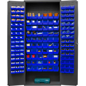 Durham Mfg Co. 3603-156B-5295 Durham Storage Bin Cabinet 3603-156B-5295 - 156 Blue Hook-On Bins 36"W x 18"D x 84"H image.