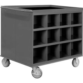 Durham Mfg Co. 663-95 Durham Mfg. Two Sided Mobile Service Cart, 24 Compartments, 34"W x 24"D x 30"H, Gray image.