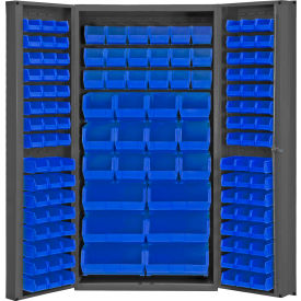 Durham Mfg Co. DC-BDLP-132-5295 Durham Storage Bin Cabinet DC-BDLP-132-5295 - 132 Blue Hook-On Bins 36"W x 24"D x 72"H image.