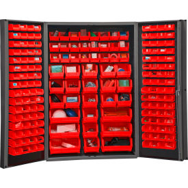 Durham Mfg.® HD Bin Storage Cabinet 176 Red Bins All-Welded 48-1/8"W x 24-9/16"D x 72"H 