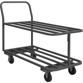 Platform Truck with 2 Shelves, 1400 lb. Cap., 39-7/8"L x 18"W x 41"H, Gray view 2