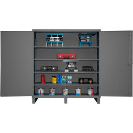 Extra HD Cabinet, 12 Ga., 4 Adj. Shelves, 60"W x 24"D x 78"H, Pad-lockable, Gray view 2