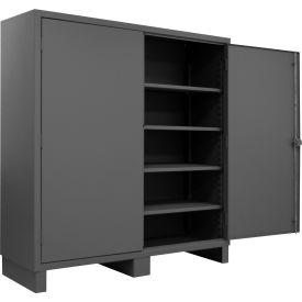 Extra HD Cabinet, 12 Ga., 4 Adj. Shelves, 72"W x 24"D x 78"H, Pad-lockable, Gray view 2