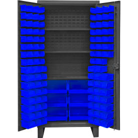 Durham Mfg.® Extra HD Bin Storage Cabinet 102 Blue BinsAll-Welded36-3/16"W x 24-1/8"D x 78"H 