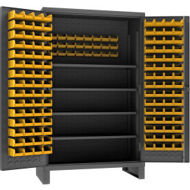 Durham Mfg.® Extra HD Bin Storage Cabinet 144 Yellow Bins 48-3/16"W x 24-1/8"D x 78"H 