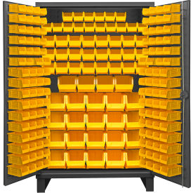 Durham Mfg.® Extra HD Bin Storage Cabinet 192 Yellow Bins 48-3/16"W x 24-1/8"D x 78"H 