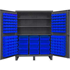 Durham Mfg.® Extra HD Bin Storage Cabinet 156 Blue BinsAll-Welded60-3/16"W x 24-1/8"D x 78"H 