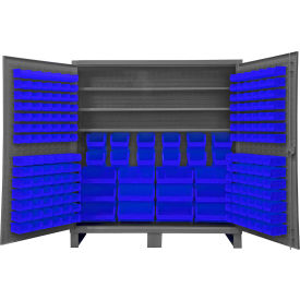 Durham Mfg.® Extra HD Bin Storage Cabinet 192 Blue BinsAll-Welded72-3/16"W x 24-1/8"D x 78"H 