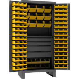 Durham Mfg.® Extra HD Bin Storage Cabinet 120 Yellow Bins 36-3/16"W x 24-1/16"D x 78"H 