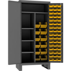 Durham Mfg.® Bin Storage Cabinet 60 Yellow Bins All-Welded 36-3/16"W x 24-1/8"D x 78"H 