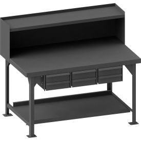 Durham Mfg.® Extra Heavy Duty Workbench with 3 Drawers & Bottom Shelf Flush Edge 72"W x 36"D 