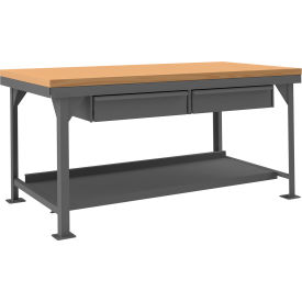 Durham Mfg.® Extra Heavy Duty Workbench with 2 Drawers & Bottom Shelf Flush Edge 96"W x 36"D 
