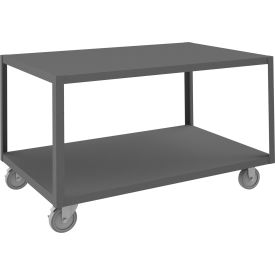 Durham Mfg.®Mobile Machine Table Steel Square Edge2 Shelves 48-1/4"Wx30-1/4"Dx30-1/16"HGray 