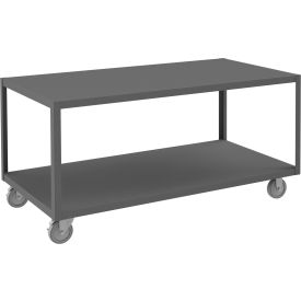 Durham Mfg.® High Deck Mobile Table Steel Square Edge 60-1/4"W x 30-1/4"D x 30-1/16"H Gray 