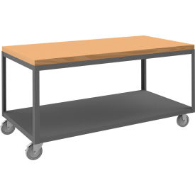 Durham Mfg.® High Deck Mobile Table Steel Square Edge 60-1/4"W x 30-1/4"D x 31-13/16"H Gray 