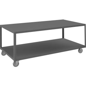 Durham Mfg.® High Deck Mobile Table Steel Square Edge 72-1/4"W x 36-1/4"D x 30-1/16"H Gray 