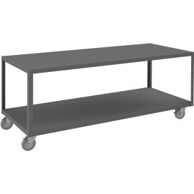 Durham Mfg.® High Deck Mobile Table Steel Square Edge 72-1/4"W x 30-1/4"D x 30-1/8"H Gray 
