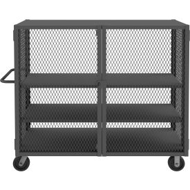 Durham Mfg.® Security Mesh Truck with 3 Shelves 66-1/2"L x 26"W x 56-7/16"H Gray 