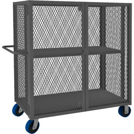 Durham Mfg.® Security Mesh Truck with 2 Shelves 66-1/2"L x 32"W x 56-7/16"H Gray 