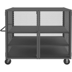 Durham Mfg.® Security Mesh Truck with 3 Shelves 66-1/2"L x 38"W x 56-7/16"H Gray 