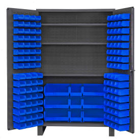 Durham Mfg Co. JC-137-3S-5295 Durham Storage Bin Cabinet JC-137-3S-5295 - 137 Blue Hook-On Bins 3 Adj. Shelves 48"W x 24"D x 78"H image.