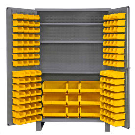 Durham Mfg Co. JC-137-3S-95 Durham Storage Bin Cabinet JC-137-3S-95 - 137 Yellow Hook-On Bins 3 Adj. Shelves 48"W x 24"D x 78"H image.