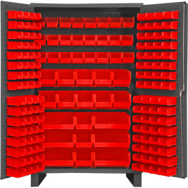 Durham Mfg.® Storage Bin Cabinet 171 Red Hook-On Bins 48"W x 24"D x 78"H 
