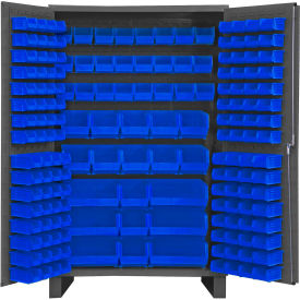 Durham Mfg Co. JC-171-5295 Durham Storage Bin Cabinet JC-171-5295 - 171 Blue Hook-On Bins 48"W x 24"D x 78"H image.