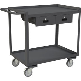 Durham Mfg.® Stock Cart w/2 Shelves & 2 Drawers 1200 lb. Cap. 42-1/4"Lx24-1/4"Wx37-5/8"HGray 