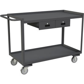 Durham Mfg.® Stock Cart with 2 Shelves 2 Drawers1200 lb. Cap.54-1/4"Lx24-1/4"Wx37-5/8"HGray 