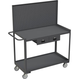Stock Cart with 2 Shelves, 1200 lb. Cap., 54-1/4"L x 24-1/4"W x 64-1/8"H, Gray view 2