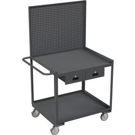 Stock Cart with 2 Shelves, 1200 lb. Cap., 42-1/4"L x 30-1/4"W x 65-5/8"H, Gray view 2