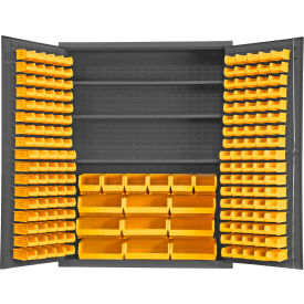 Durham Mfg Co. SSC-185-3S-NL-95 Durham Storage Bin Cabinet SSC-185-3S-NL-95 - 185 Yellow Hook-On Bins 3 Adj. Shelves 60"Wx24"Dx78"H image.